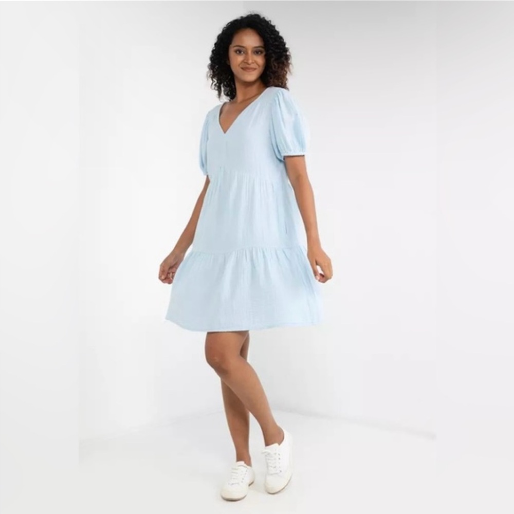 BRAND NEW Gap light blue summer dress, puff sleeve